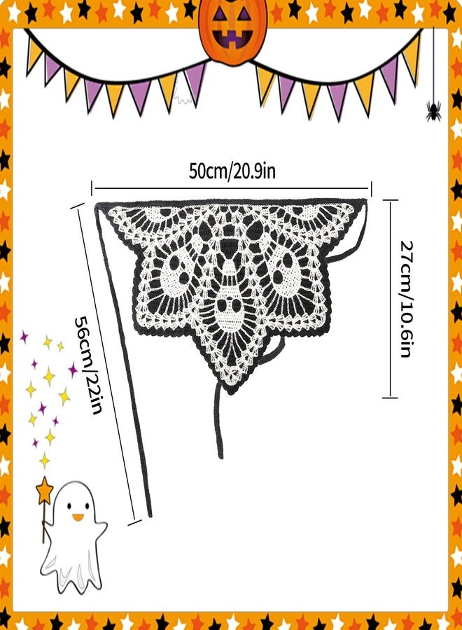 SHBLOMK Halloween Spider Web Skull Hair Scarf, Crochet Bandana Headband, Cotton Knit Triangle Headband for Halloween Party Hair Styling Decor - Image 2